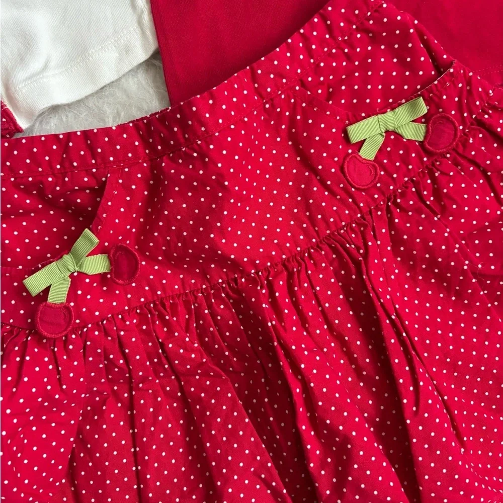 Gymboree Girls 3 Piece Americana White & Cherry Red Tees & Skort